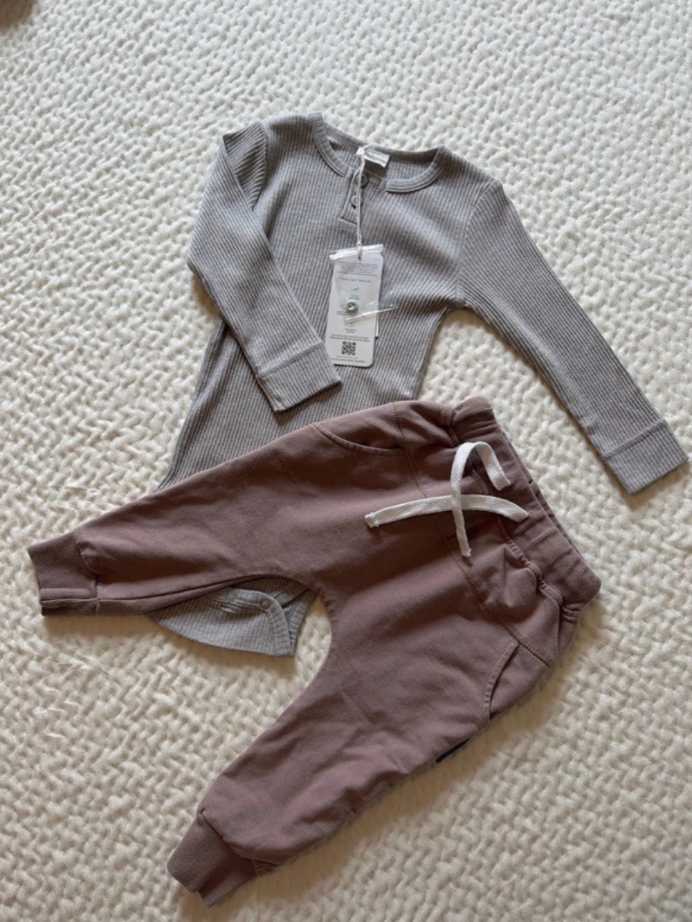 Jamie Kay Gray Ribbed Henley and Mauve Jogger Set